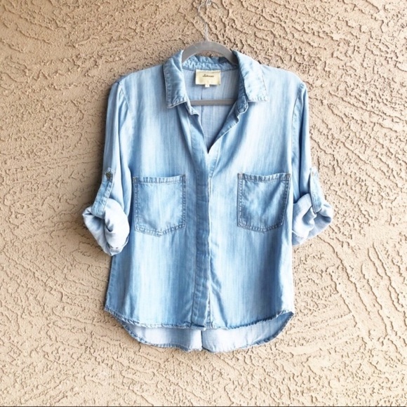 Anthropologie Tops - ANTHROPOLOGIE Elevenses Chambray Button Down Shirt